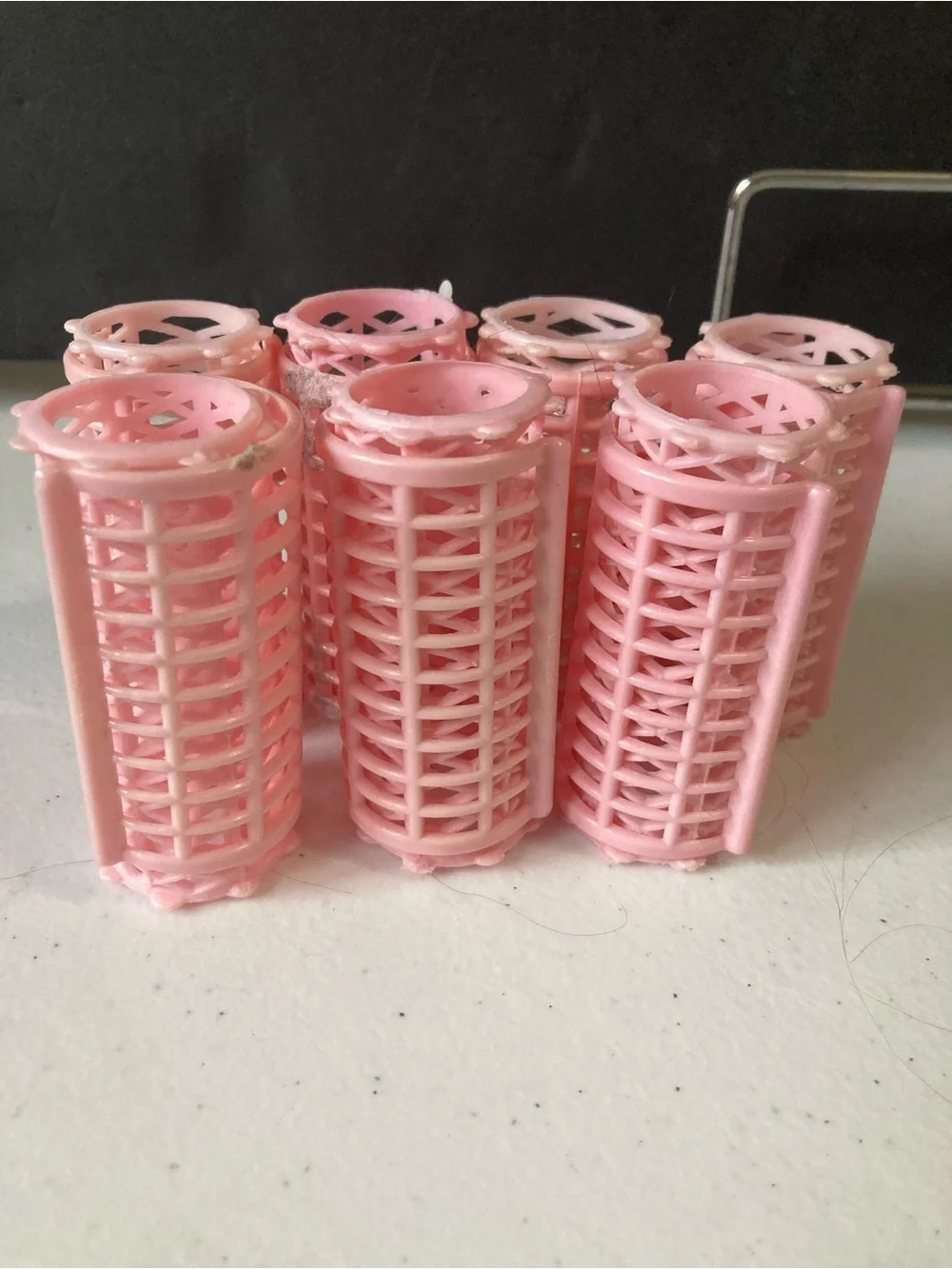 Vintage Pink Hair Rollers Plastic w/Clips - Pack of 6 Women’s Styling Rollers
